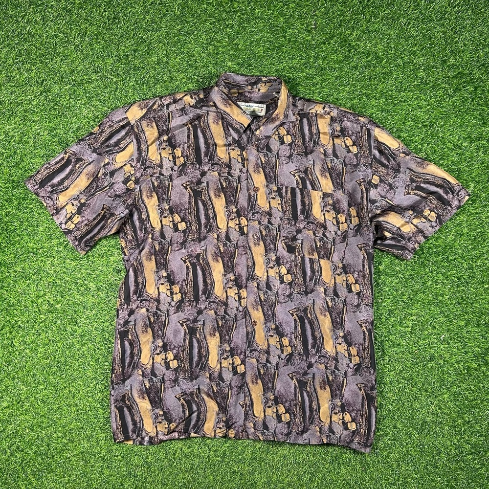 Vintage 90’s Natural Issue by Feldini abstract marble vibes button up shirt